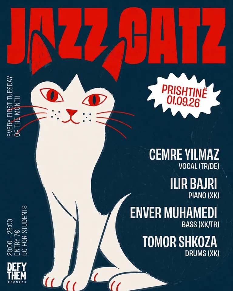 Njoftimi zyrtar i JazzCatz për koncertin me Cemre Yılmaz në Prishtinë.